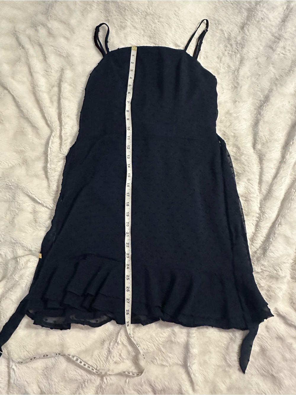 Altar'd State Navy Swiss Dot Ruffle Mini Dress - Picture 6 of 6